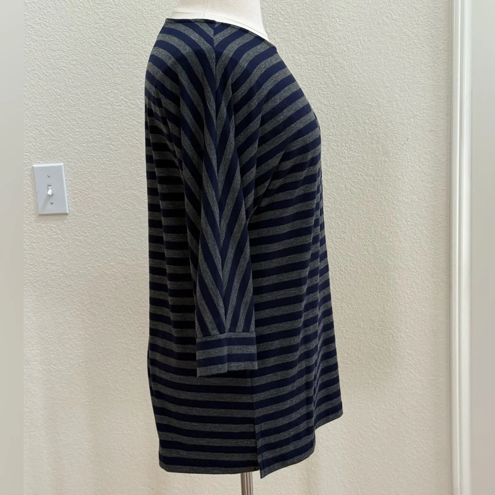 Chico's Navy and Gray Striped 3/4 Sleeve Top size 16 (Chico’s size 3)